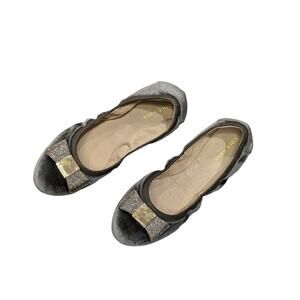 Cole Haan Tali Gray Velvet Glitter Bow Ballet Flats Size 8